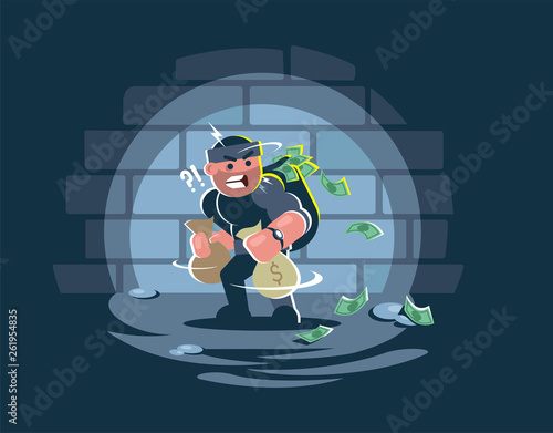 a thief with bags of money