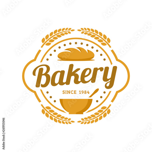 Bakery logo template, vector illustration. Bakery shop emblem, vintage retro style