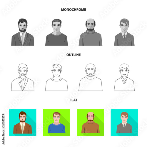 Vector illustration of hairstyle and profession  logo. Set of hairstyle and character  vector icon for stock.