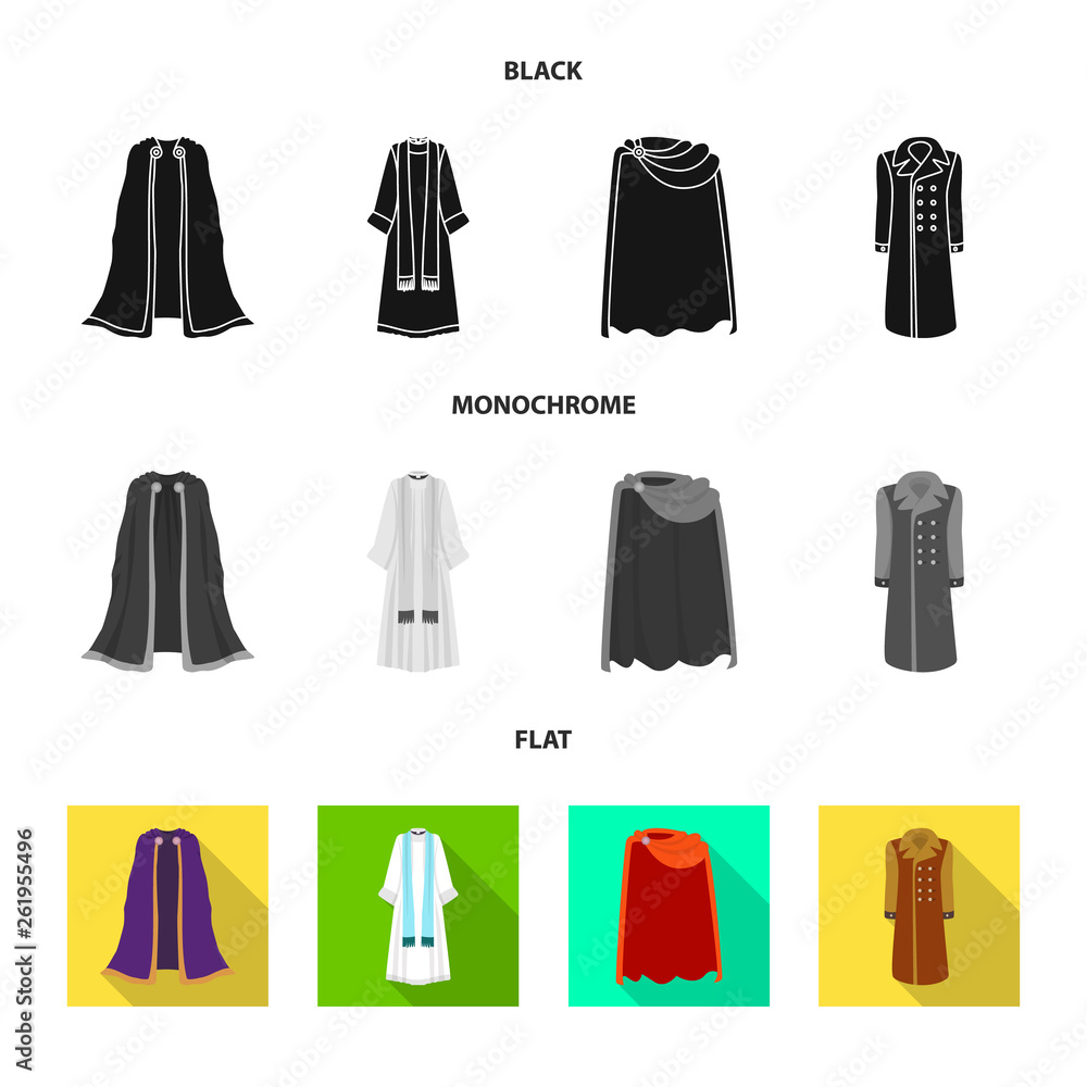 Vector illustration of material and clothing symbol. Set of material and garment stock symbol for web. Vector illustration of material and clothing symbol. Set of material and garment stock symbol for web.