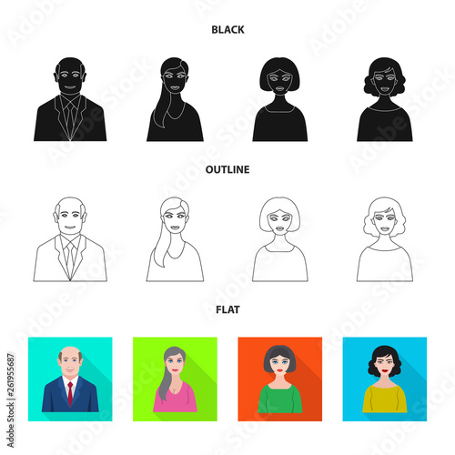 Isolated object of hairstyle and profession  symbol. Set of hairstyle and character  stock symbol for web.