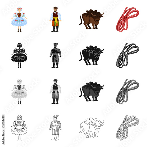 Vector illustration of traditional and tour sign. Collection of traditional and landmarks stock symbol for web.