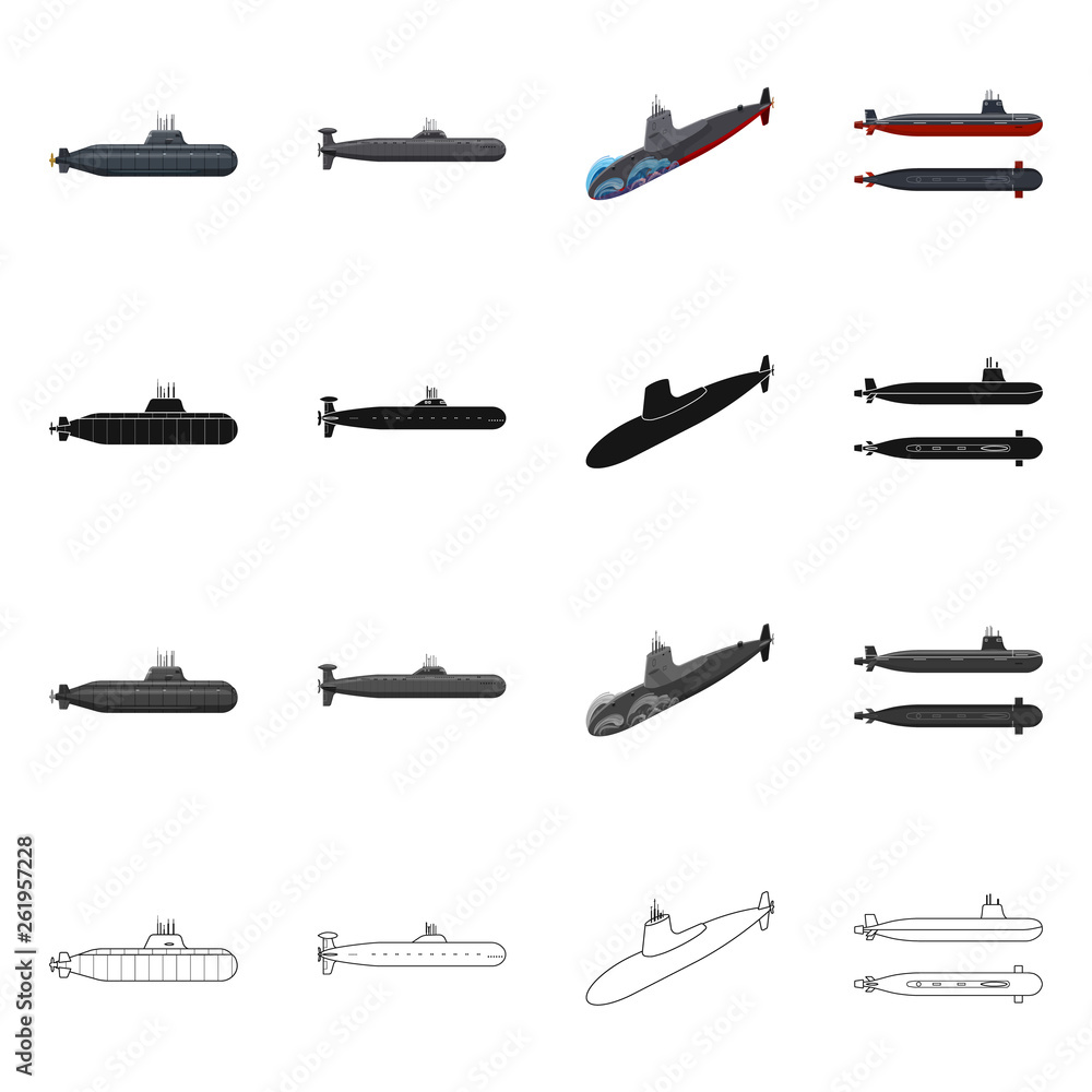 Isolated object of war  and ship symbol. Collection of war  and fleet stock vector illustration.