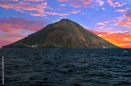 Stromboli volcano and sea