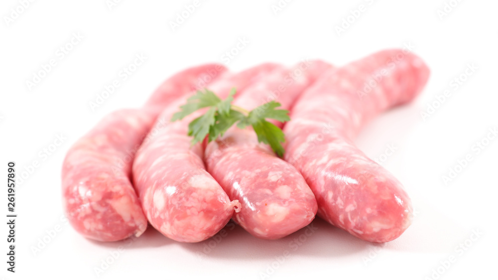raw sausage isolated on white background raw sausage isolated on white background