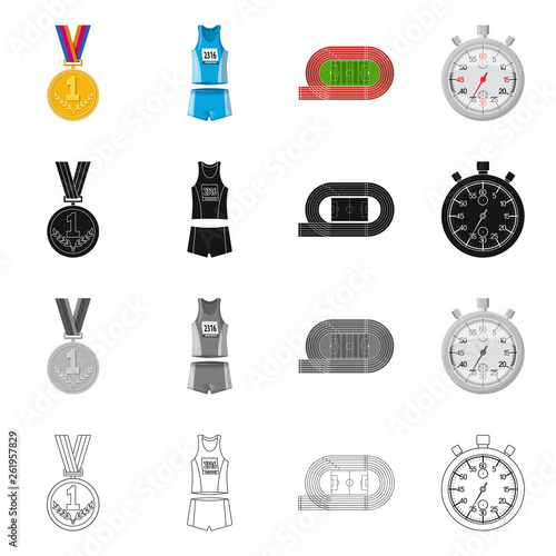 Vector design of sport  and winner logo. Set of sport  and fitness  stock symbol for web.