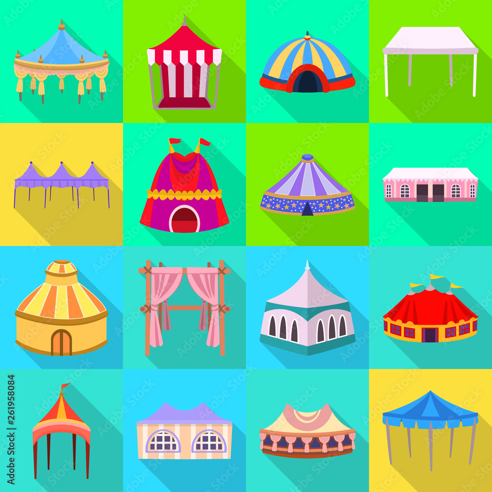 Vector design of awning and shelter symbol. Set of awning and canopy stock symbol for web. Vector design of awning and shelter symbol. Set of awning and canopy stock symbol for web.