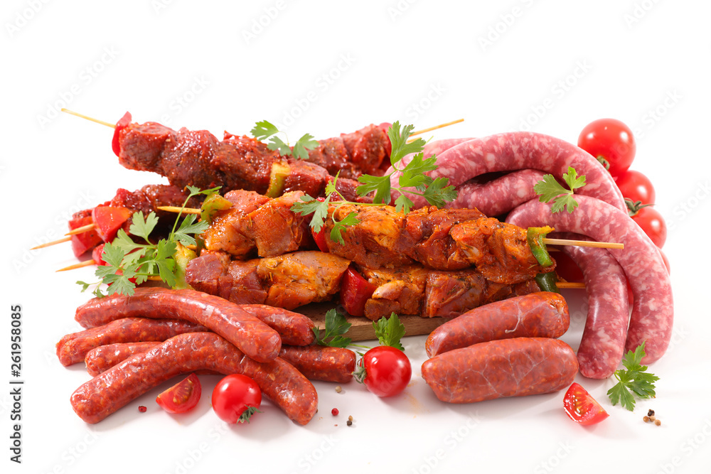 assorted barbecue meat isolated on white background assorted barbecue meat isolated on white background