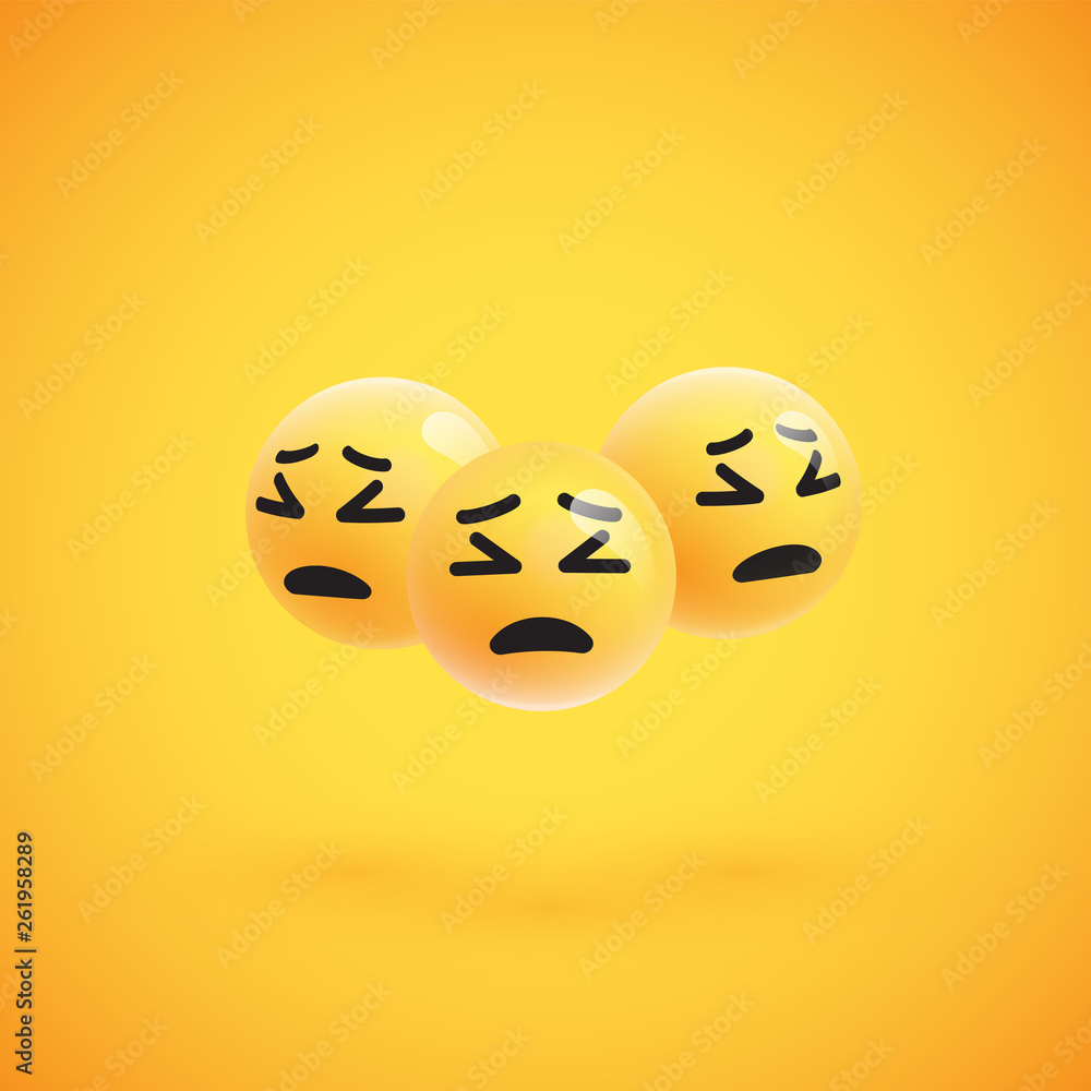 Fototapeta premium Group of high detailed yellow emoticons, vector illustration