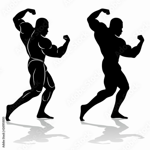silhouette of bodybuilder , vector drawing