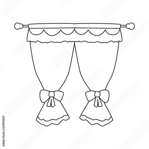 Vector illustration of curtain and window icon. Set of curtain and jalousie stock symbol for web.