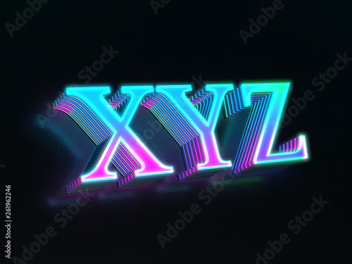 XYZ - beautiful colored glass abc alphabet letters glowing in the dark photo