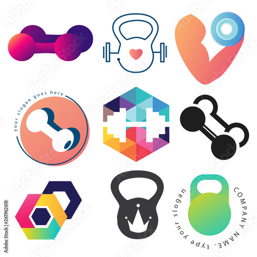 Dumbbell logo template set