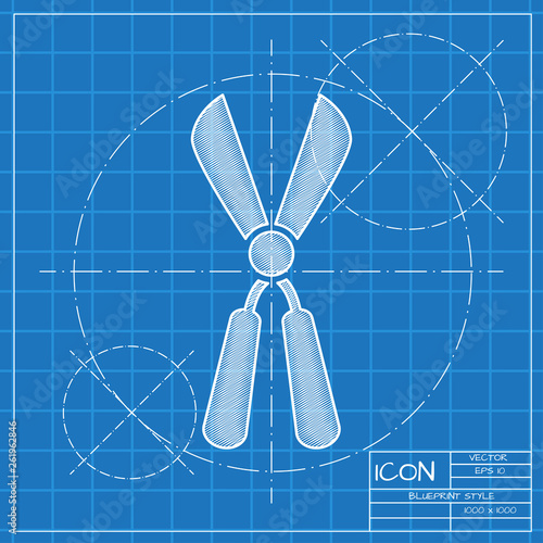 Garden or backyard scissors. Grooming equipment flat vector icon