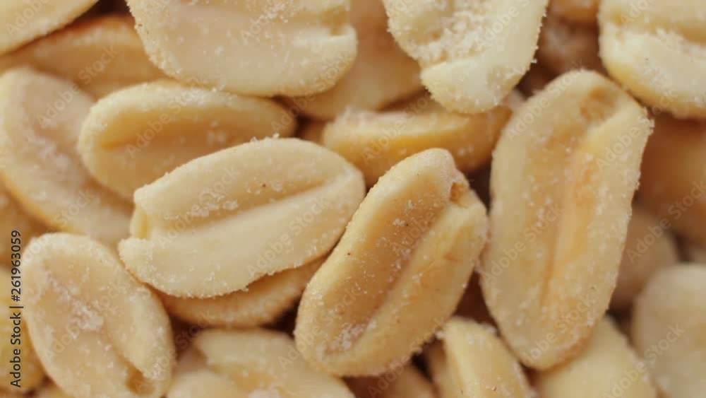 Close-up of roasted salted peanuts rotating Close-up of roasted salted peanuts rotating