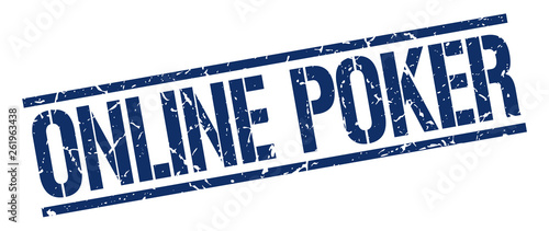 online poker blue grunge square vintage rubber stamp