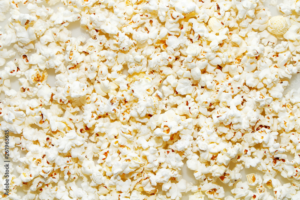 Hot cooked popcorn on a white background Hot cooked popcorn on a white background