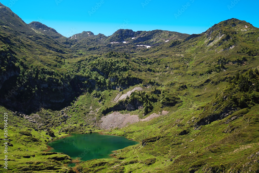 Mountain lake in summer in the mountains of the Pyrenees
