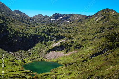 Mountain lake in summer in the mountains of the Pyrenees