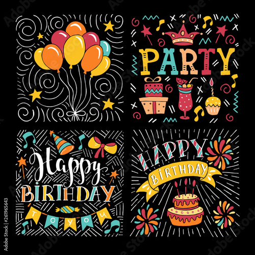 Happy Birthday party hand drawn vector illustration