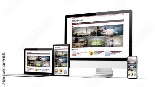 responsive design website e-magazine devices collection mockup photo