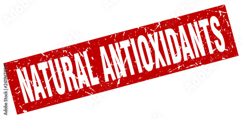 square grunge red natural antioxidants stamp