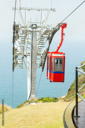 Cable road at Rosh Hanikra tourist site in srael photo