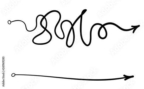 messy line like hard and easy way. flat linear trend modern art graphic random quiz design ball element isolated on white. concept of true and false path or straight and winding road or mind idea