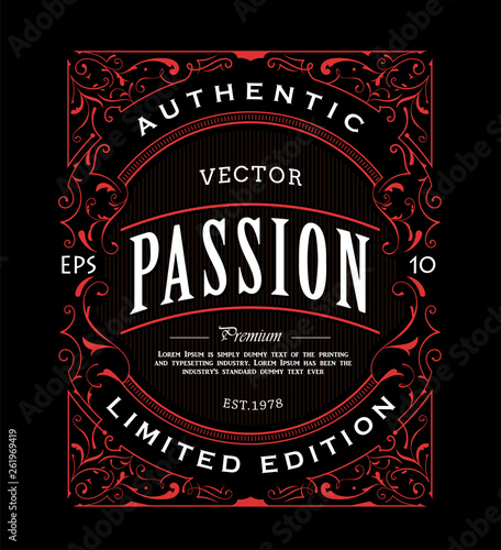 Whiskey label hand drawn design retro vector vintage illustration