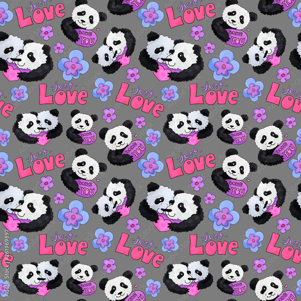 cute panda pattern. background for web and print purpose. marker art - valentine day cute panda pattern. background for web and print purpose. marker art - valentine day