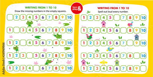 Kid Game Writing Missing Number in Empty Squares