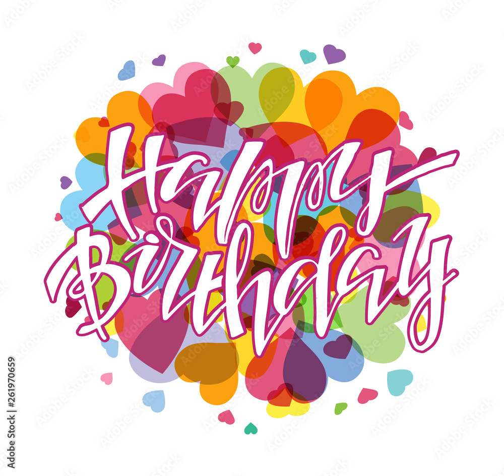 Fototapeta premium Cute lettering label banner - Happy birthday party