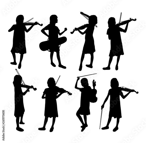 Violinist Silhouettes, art vector design