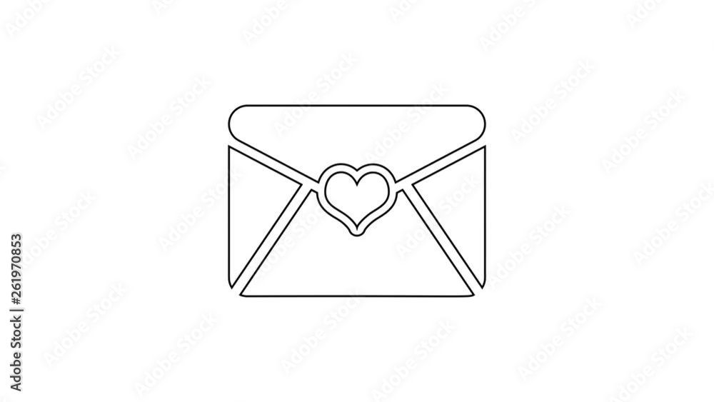Grey Envelope with Valentine heart line icon on white background. Letter love and romance. 4K Video motion graphic animation Grey Envelope with Valentine heart line icon on white background. Letter love and romance. 4K Video motion graphic animation