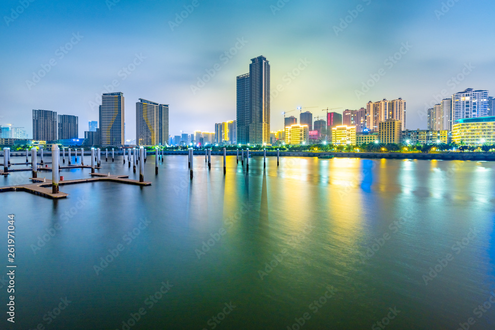 City night view of Zhanjiang Sands Bay