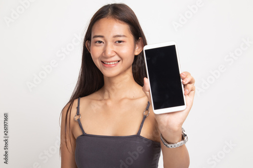 Young Asian woman with mobile phone.