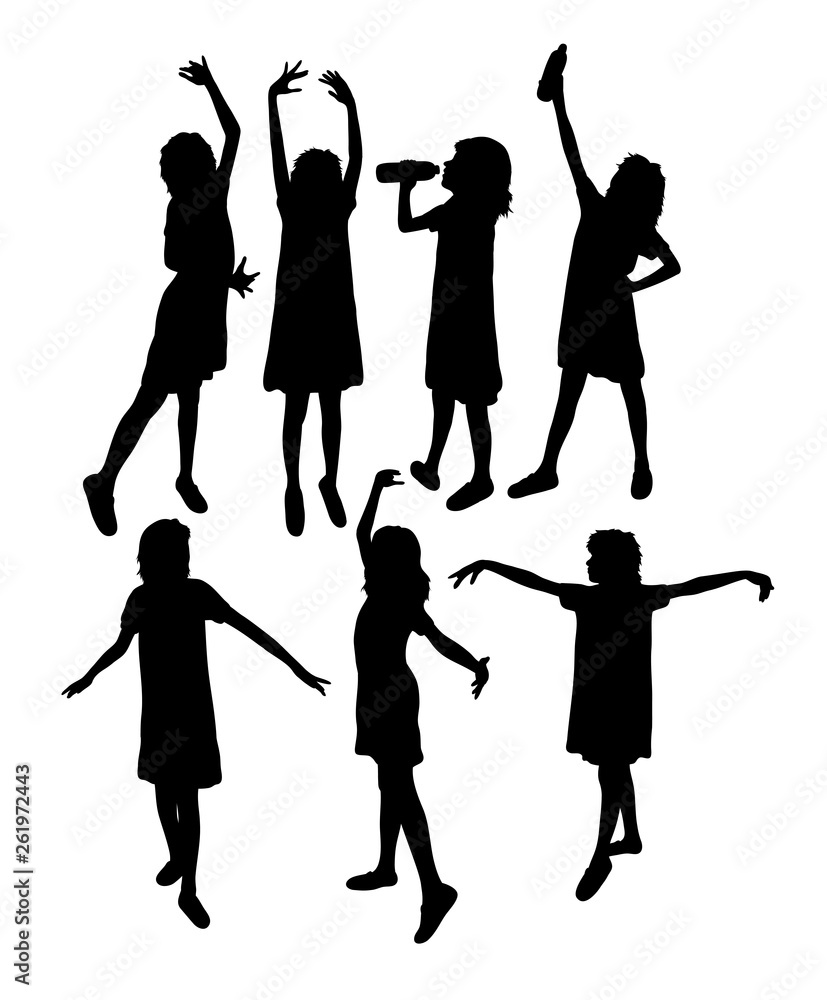 Happy Children Activity in School Silhouettes, art vector design Happy Children Activity in School Silhouettes, art vector design