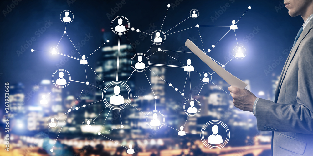 Concept of modern business networking that connect and cooperate people Concept of modern business networking that connect and cooperate people