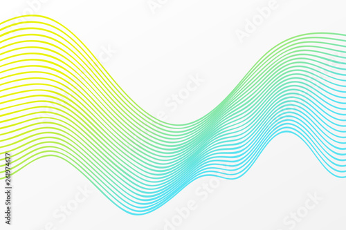 Abstract vector curve pattern. Blend wave background. Yellow blue gradient illustration for template, sample, decoration, web, concept, design