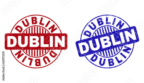 Photography Grunge DUBLIN round stamp seals isolated on a white background