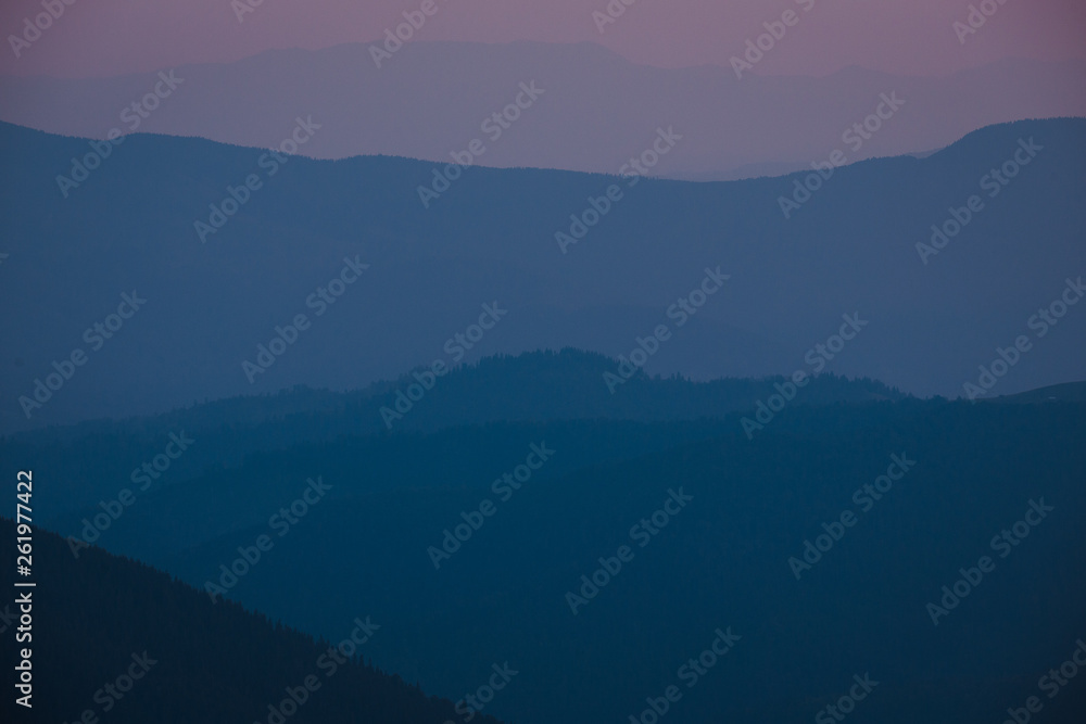 evening mountains silhouettes