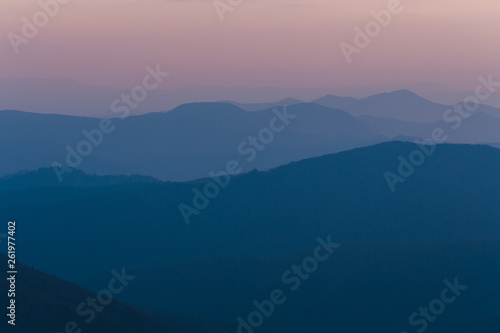 evening mountains silhouettes