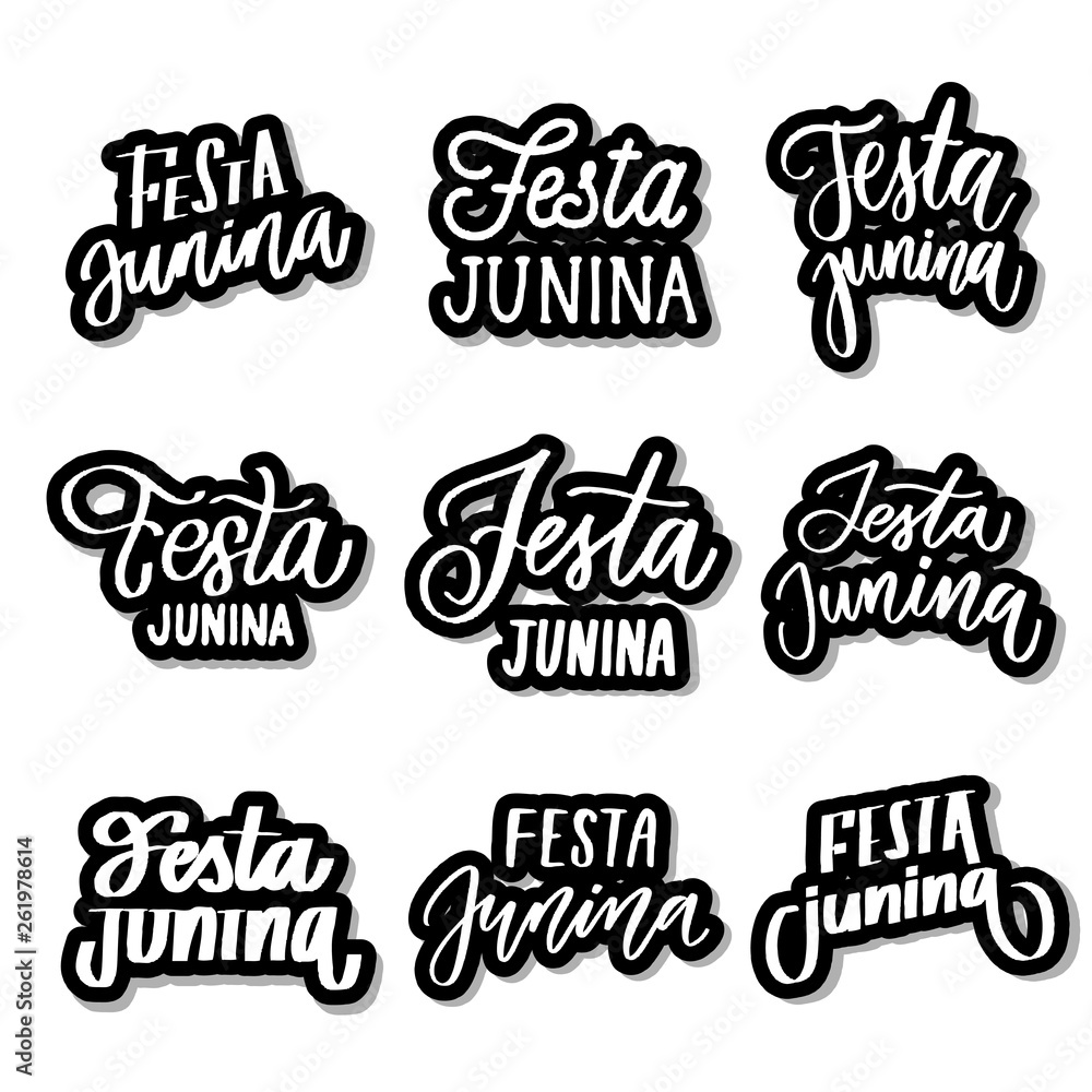festa junina - set of stickers and labels vector.