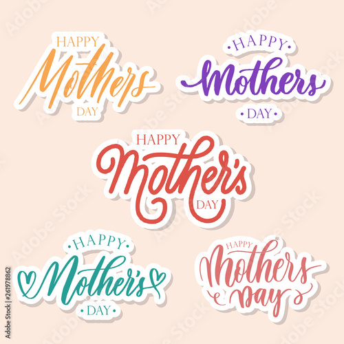 Set of 3 lettering stickers - Happy Mother s day.