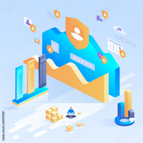 Online security, secure internet browsing. Data protection concept