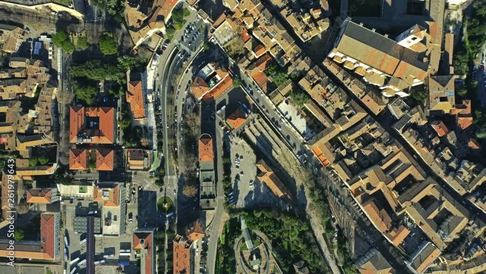 Aerial top down view of houses and streets in Perugia, Italy Aerial top down view of houses and streets in Perugia, Italy