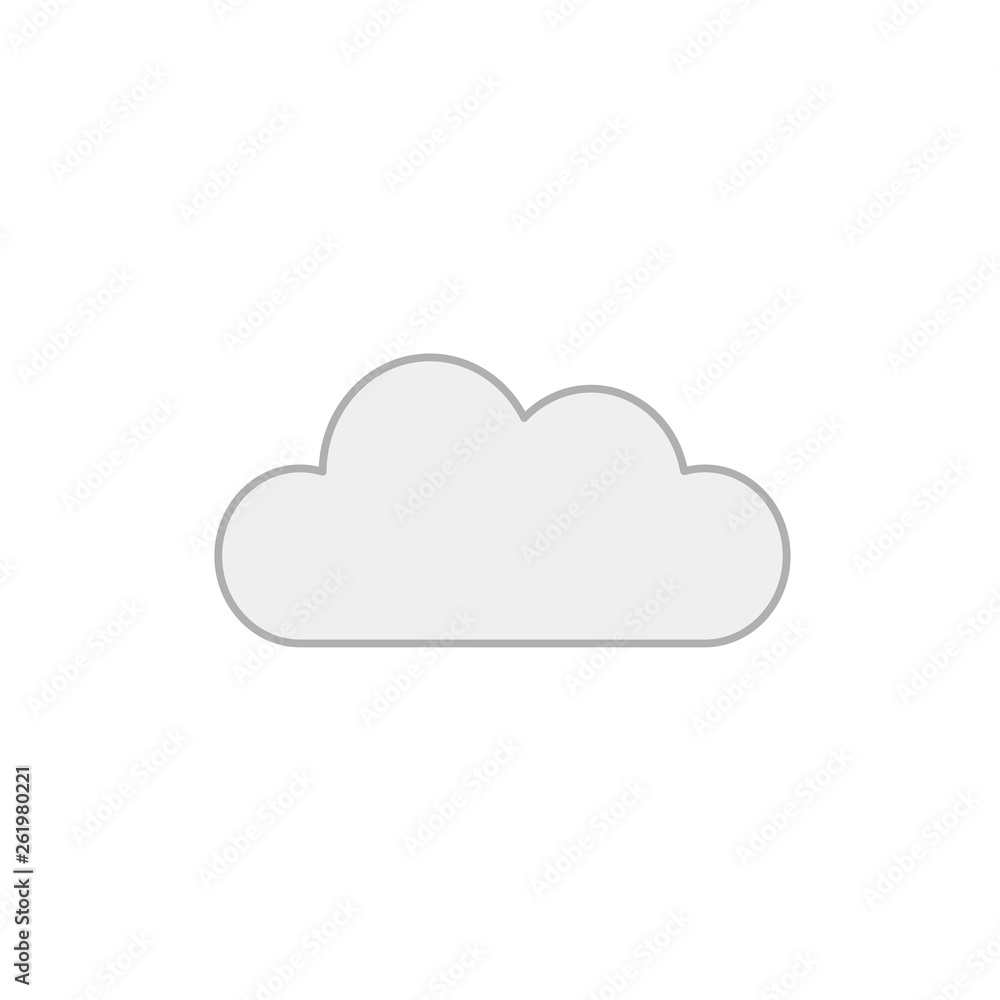 Flat design style vector of cloud symbol icon on white. Colored outlines.