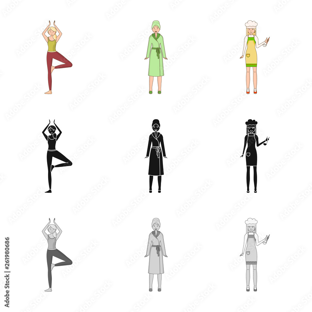 Vector design of posture and mood logo. Set of posture and female stock vector illustration. Vector design of posture and mood logo. Set of posture and female stock vector illustration.