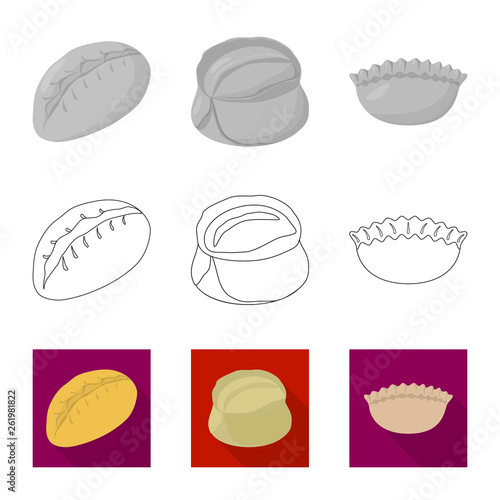 Vector design of products  and cooking icon. Collection of products  and appetizer vector icon for stock.