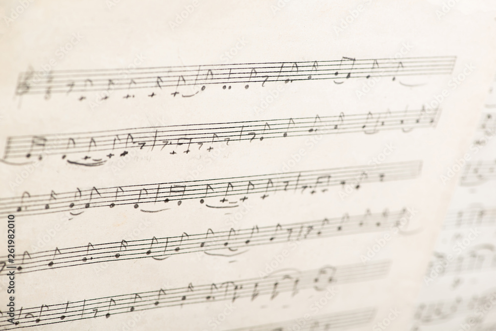 Fototapeta premium vintage paper sheet with handwritten musical notes